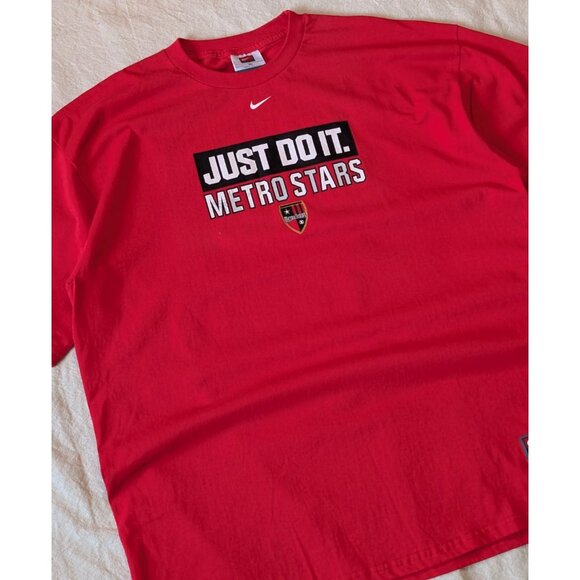 Nike Team Vintage Y2K New York Metro Stars Soccer FC Center Swoosh Tee Size XL - Picture 2 of 8